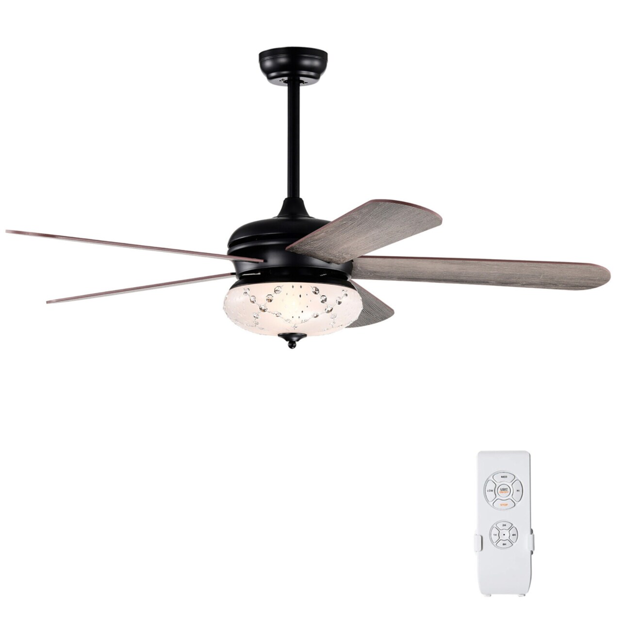 52 Retro Ceiling Fan W/ Remote Control 3 Wind Speeds And 5 Reversible Blades